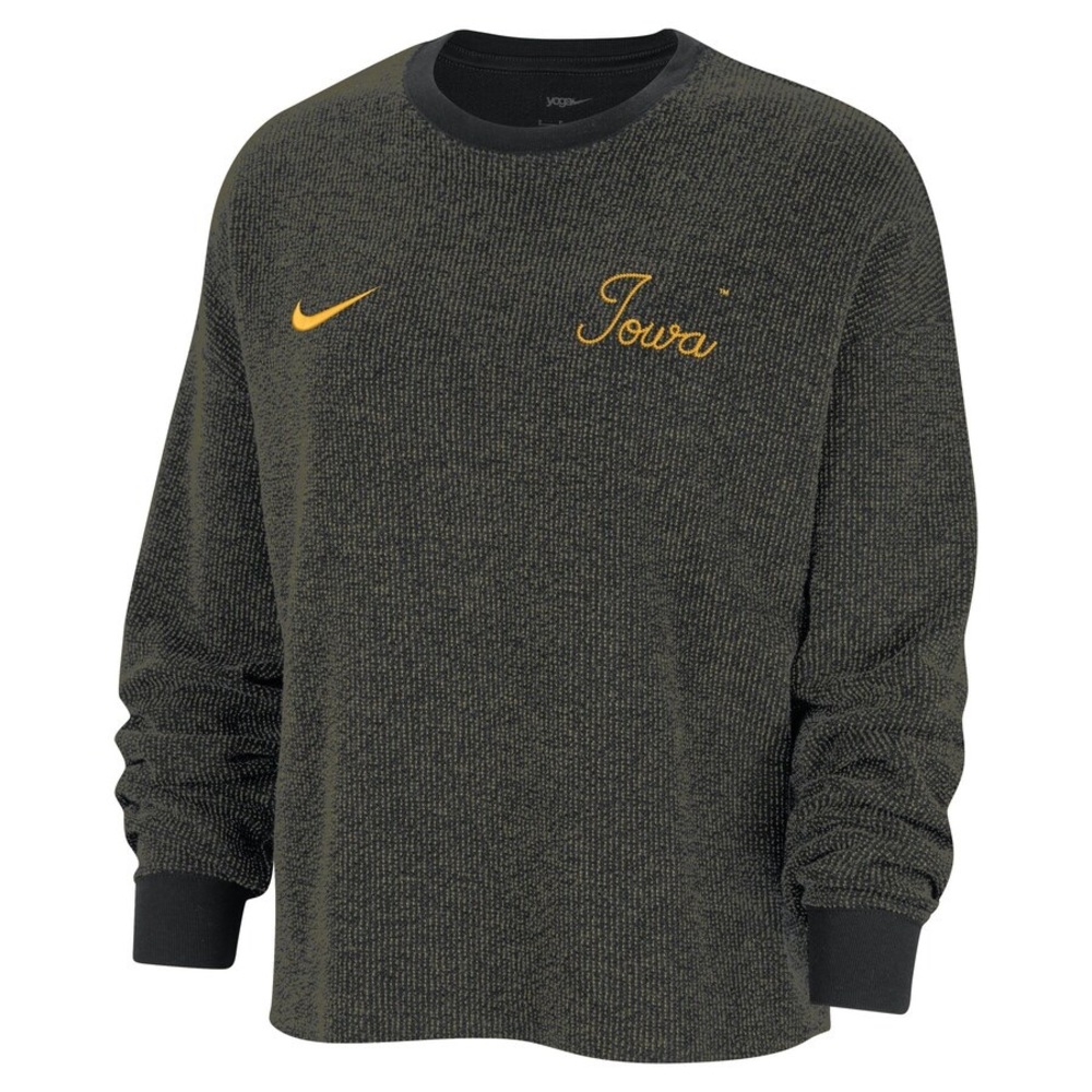 Iowa Hawkeyes Nike Women's Yoga Script Pullover Sweatshirt - Black XL